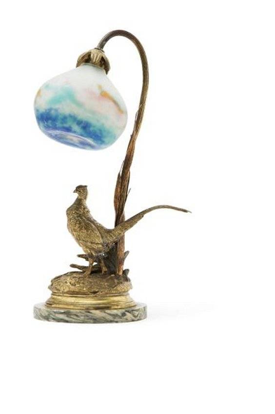 Lampe Art Nouveau avec un faisan