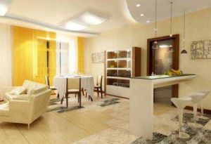 Si le studio dispose d’une grande surface vous permettant d’isoler visuellement le coin repos. Selon la forme de l’appartement, vous pouvez isoler davantage en utilisant des parois coulissantes et pratiquement transformer le studio dans un appartement de deux pièces.