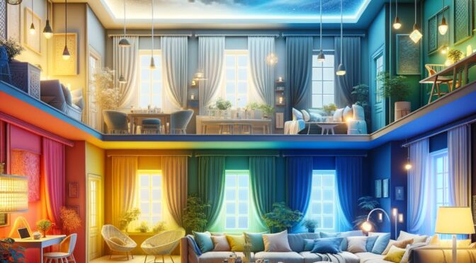 Salon coloré illustrant les effets des couleurs sur le bien-être à la maison