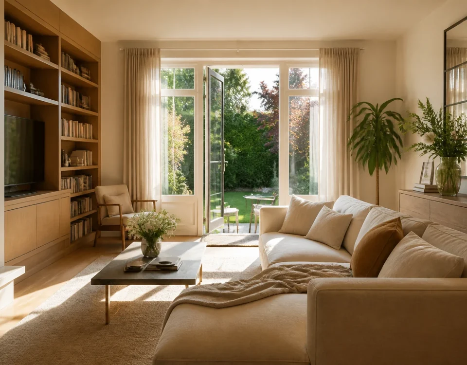 Salon chaleureux aménagé pour favoriser le bien-être à la maison