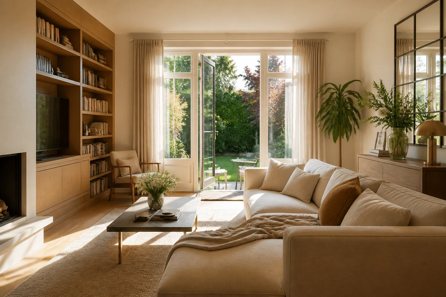 Salon chaleureux aménagé pour favoriser le bien-être à la maison