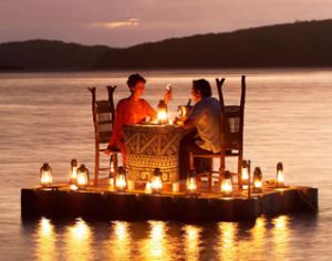 decoration pour la saint valentin : radeau illuminé 