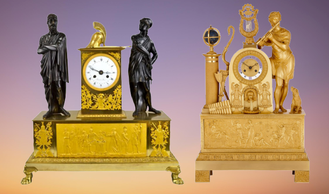 deux horloges de style empire