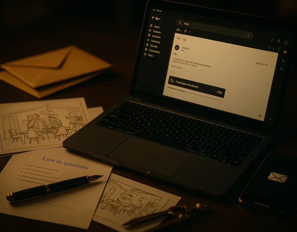 Esquisses 2D/3D et croquis manuscrits d’un aménagement intérieur — trois variantes conçues à distance dans le cadre d’un coaching déco en ligne Premium ou VIP