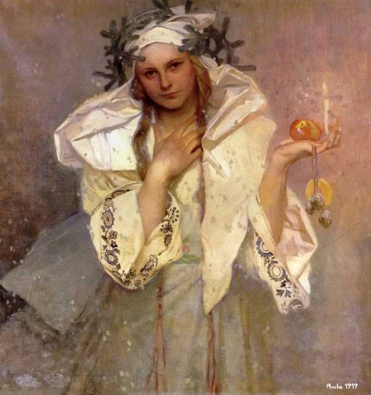 Illustration de Noël par Alphonse Mucha en 1919