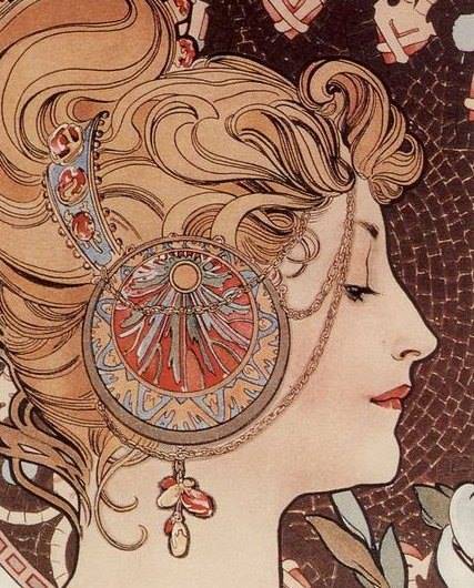 visage de femme par Alphonse Mucha : roi de l'art nouveau