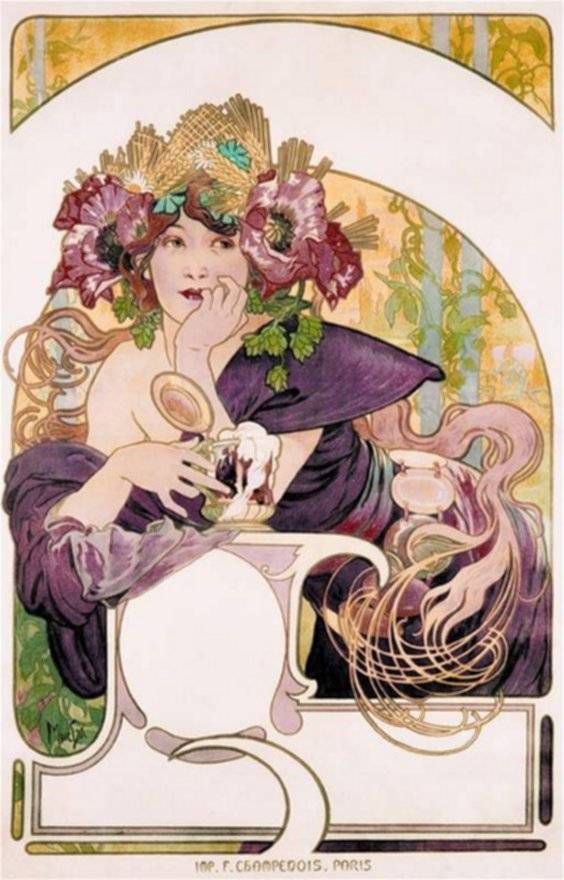 joli représentation féminine de l'art nouveau