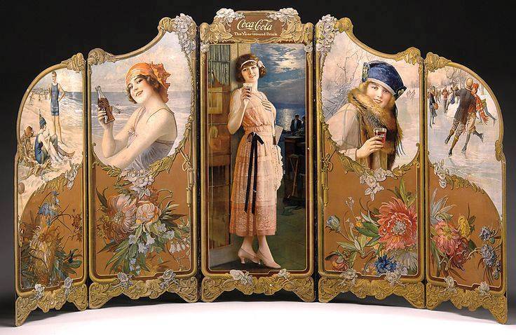 Un superbe paravent publicitaire Art Nouveau et Belle époque