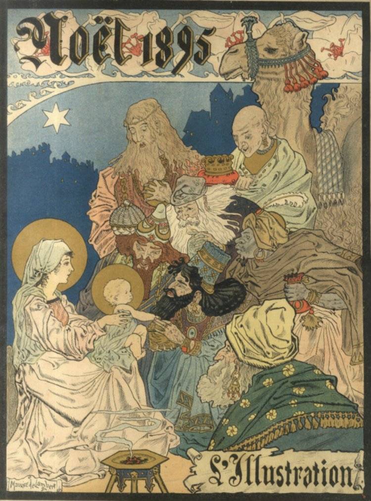 Affiche Art nouveau sur le theme de Noël (1895)